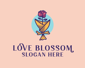 Romance - Valentine Rose Bouquet logo design
