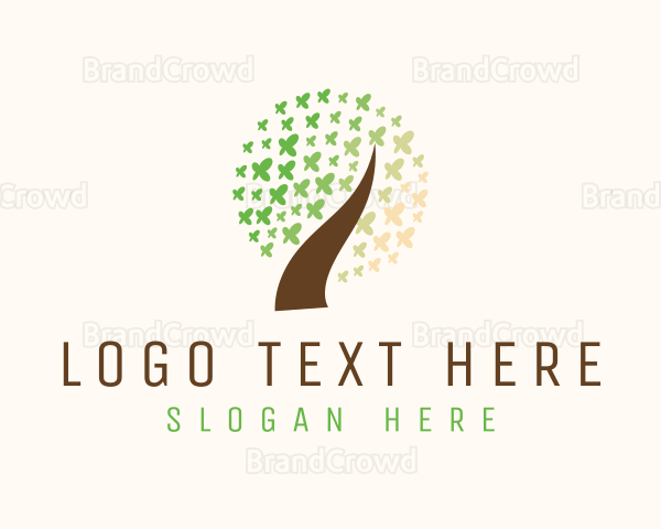 Leaf Butterfly Tree Logo