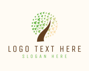 Terrarium - Leaf Butterfly Tree logo design