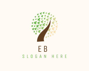 Leaf Butterfly Tree Logo