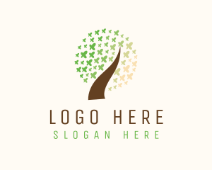 Leaf Butterfly Tree Logo