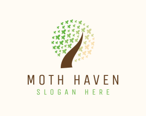 Leaf Butterfly Tree logo design