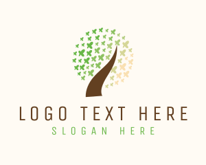 Leaf Butterfly Tree Logo