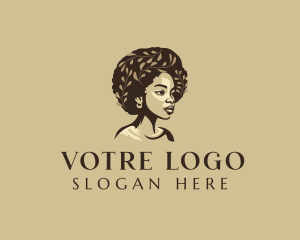 Leaf - Afro Woman Beauty logo design