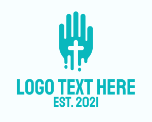 Church - Blue Cross Hand logo design