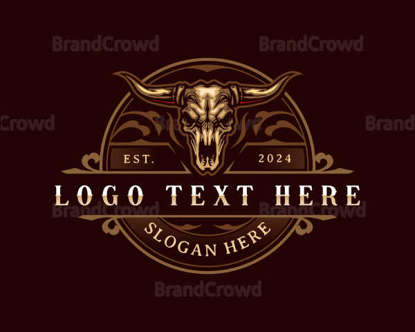 Elegant Bull Head Skull Logo