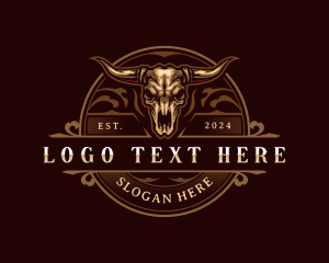 Elegant Bull Head Skull Logo