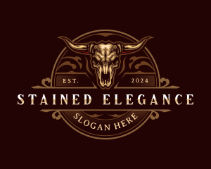 Elegant Bull Head Skull logo design