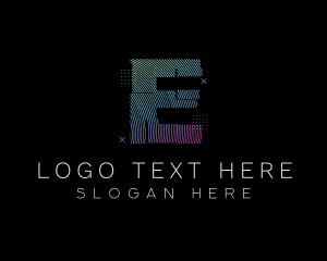 Techno - Modern Glitch Letter E logo design