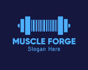 Hypertrophy - Barcode Gym Dumbbell logo design