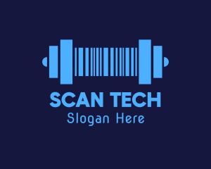 Scanner - Barcode Gym Dumbbell logo design