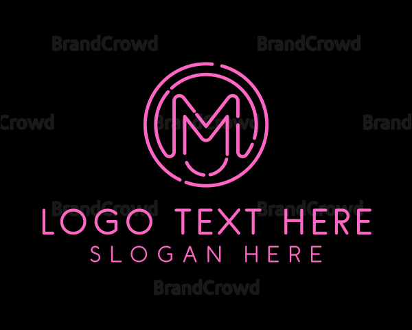 Pink Neon Letter M Logo