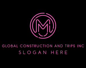 Digital - Pink Neon Letter M logo design