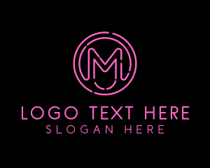 Neon Lights - Pink Neon Letter M logo design