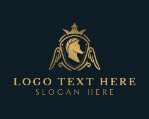 Steed - Royal Horse Shield logo design