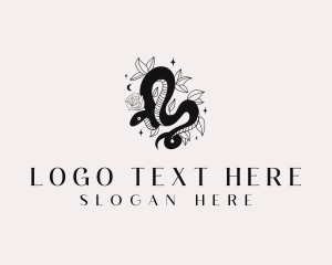 Slithering - Floral Snake Boho logo design