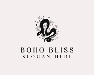 Floral Snake Boho logo design