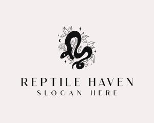 Floral Snake Boho logo design