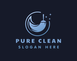 Blue Broom Cleaner logo design