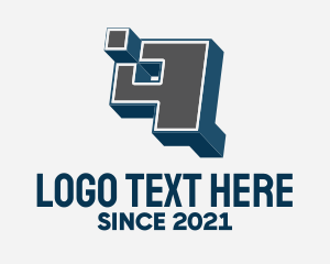 Blocky - 3D Graffiti Number 9 logo design