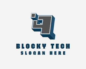 Blocky - 3D Graffiti Number 9 logo design