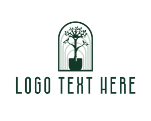 Leaf - Shovel Plant Gardening logo design