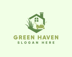 Home Grass Lawn Mower logo design