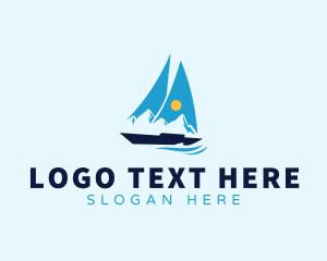 Sailboat - Sun Sailboat Ocean logo design