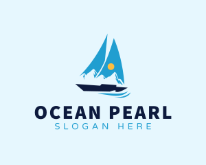 Sun Sailboat Ocean logo design