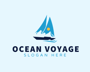 Sun Sailboat Ocean logo design