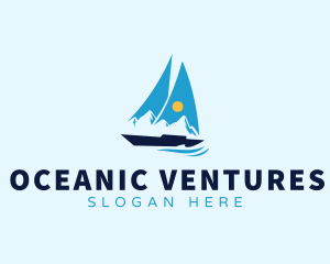 Sun Sailboat Ocean logo design