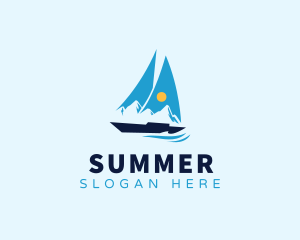 Sun Sailboat Ocean logo design