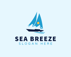 Sun Sailboat Ocean logo design