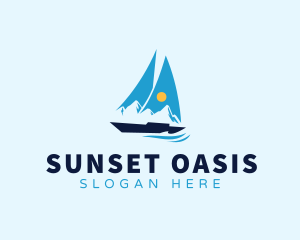 Sun Sailboat Ocean logo design