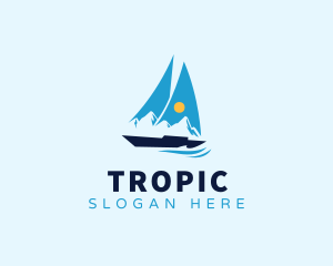 Sun Sailboat Ocean logo design