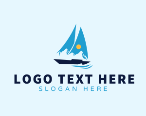 Sun Sailboat Ocean Logo