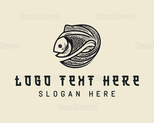 Koi Fish Seafood Logo