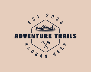 Hexagon Hiking Adventure logo design