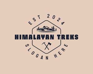 Hexagon Hiking Adventure logo design