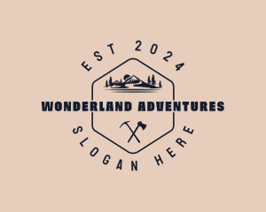 Hexagon Hiking Adventure logo design