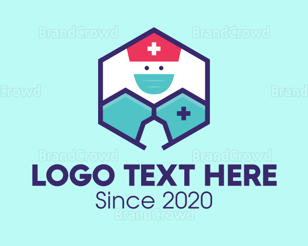 Medical Nurse Doctor Hexagon Logo