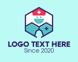 Auscultation - Medical Nurse Doctor Hexagon logo design