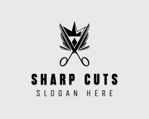 Scissors - Barbershop Scissors Crown logo design