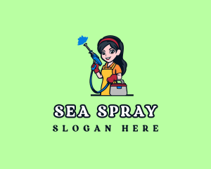 Lady Maid Power Wash logo design