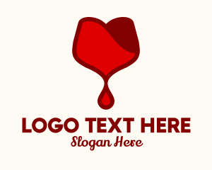 Wine Bottle - Red Wine Droplet Bleed logo design