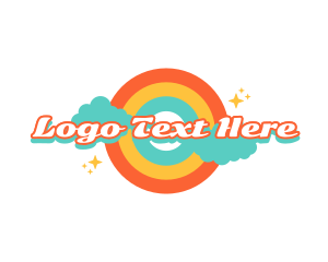 Bar Code - Retro Rainbow Cloud logo design