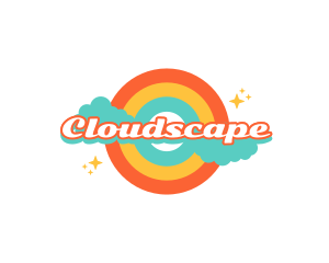 Retro Rainbow Cloud logo design