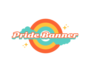 Retro Rainbow Cloud logo design