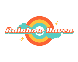 Retro Rainbow Cloud logo design