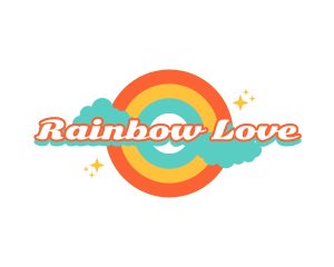 Retro Rainbow Cloud logo design